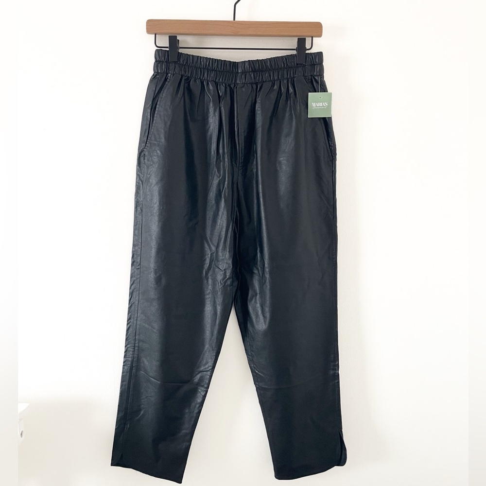 Anthropologie Black Faux Leather Pants